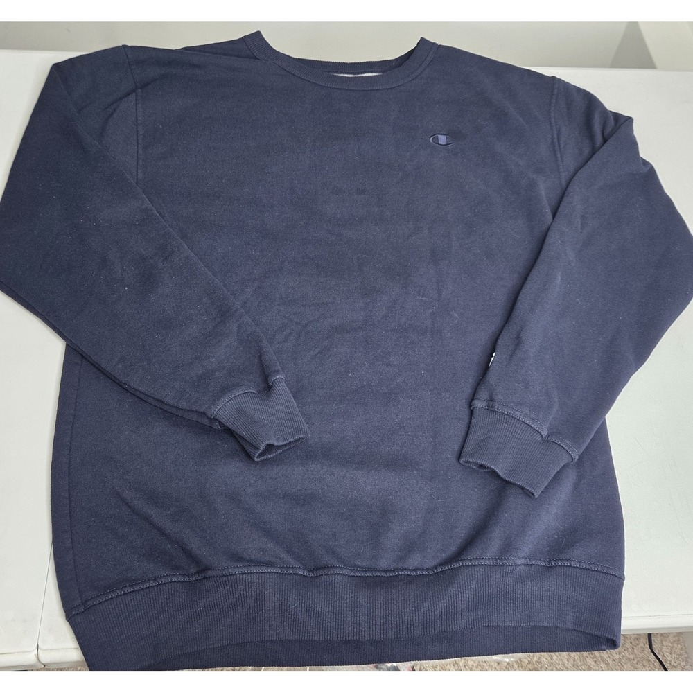 Champion Powerblend Crewneck Sweatshirt Mens LT Large Tall Navy Blue Fleece...